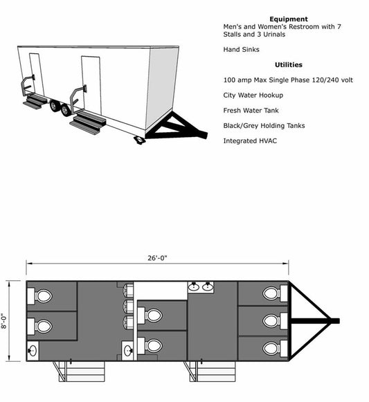Bathroom Trailer 26 Ft.